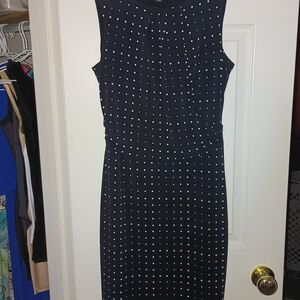 Ann Taylor Black Sleeveless Polka Dot Midi Dress